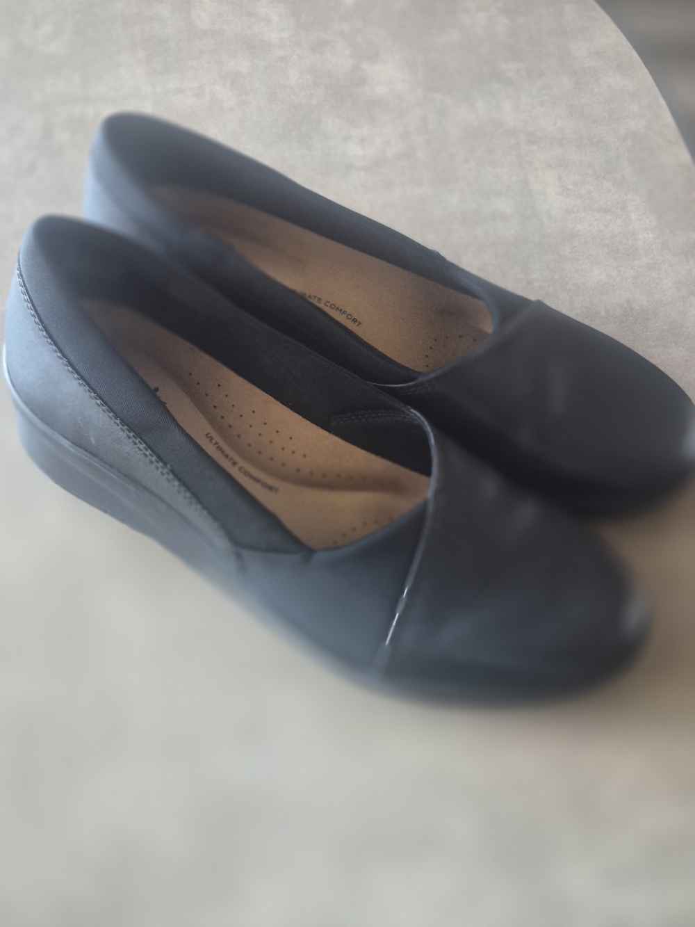 Clarks Black Slip-On Comfort Flats